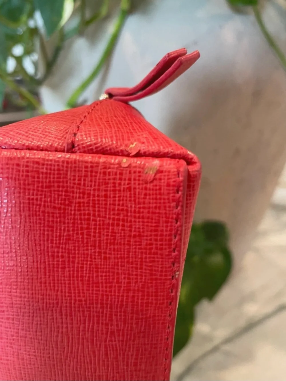Furla Red Saffiano Leather Dome Cosmetic - Gold Hardware - Picture 8 of 11